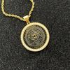 Hip Hop Mens Freemason Gold Color Pendant Necklace with Zircon  Rhinestone Illuminati All-seeing Eye Coins Round Charming