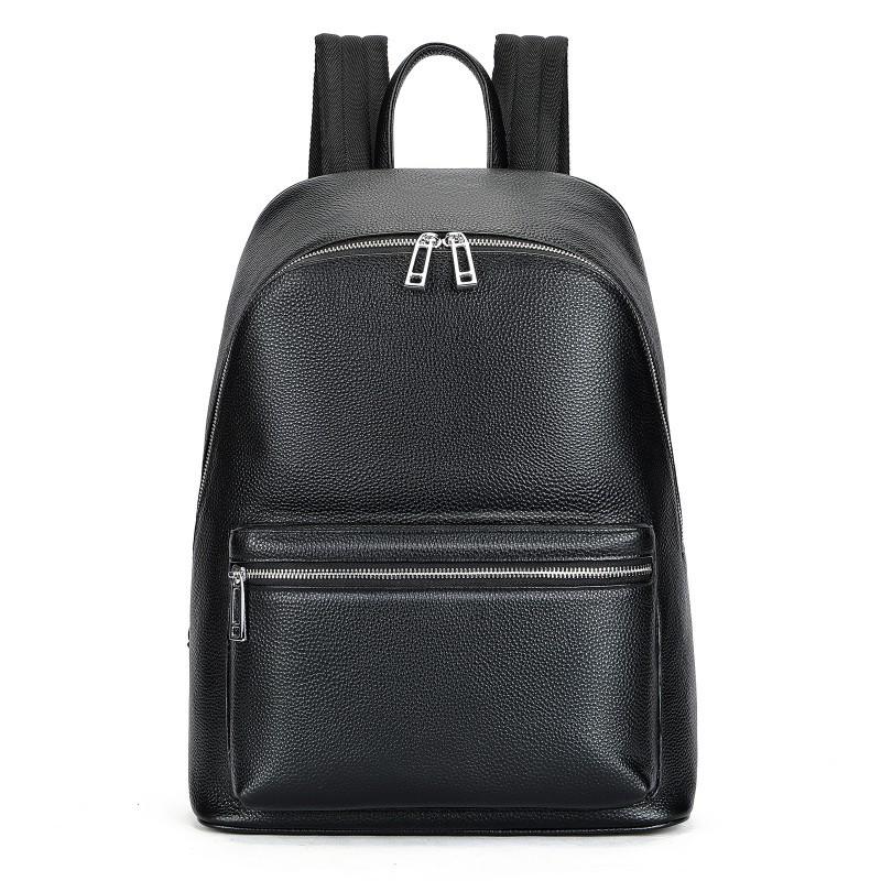 Head Layer Cowhide Backpack Casual Simple Men s High-end Work Commuting Book Bag Trend чёрный