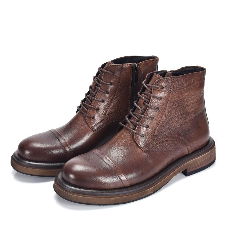 

Ботинки Martin мужские британские сезонные высокие ботинки кожаные ретро короткие ботинки деловые деловые туфли с тремя суставами высокие кожаные туфли 44 темно-коричневого