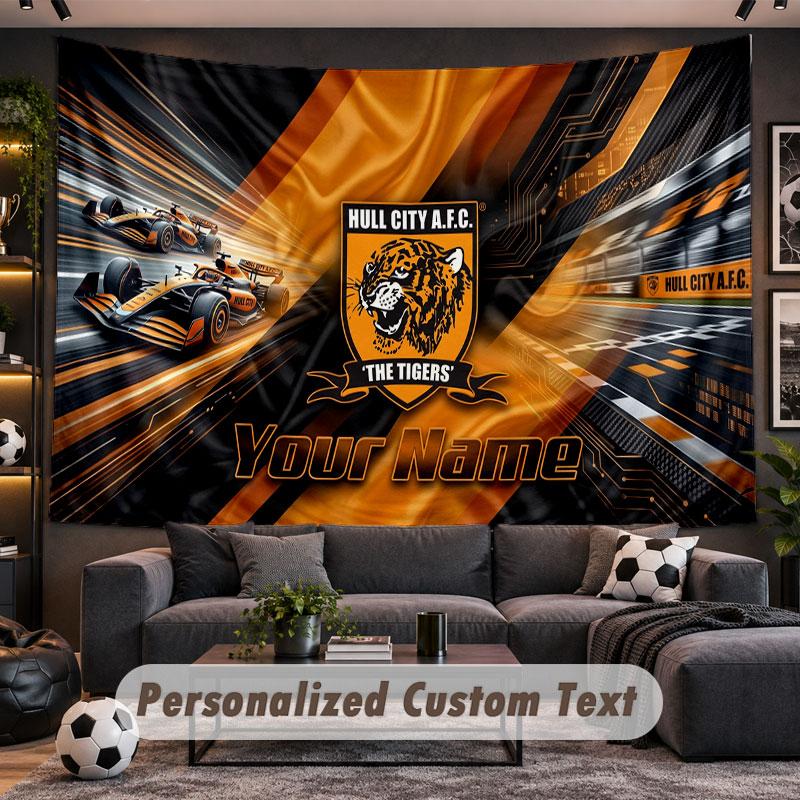 Wall Hanging Tapestry Custom NameHull FC Pattern Personalized Printed Fabric Wall Decor