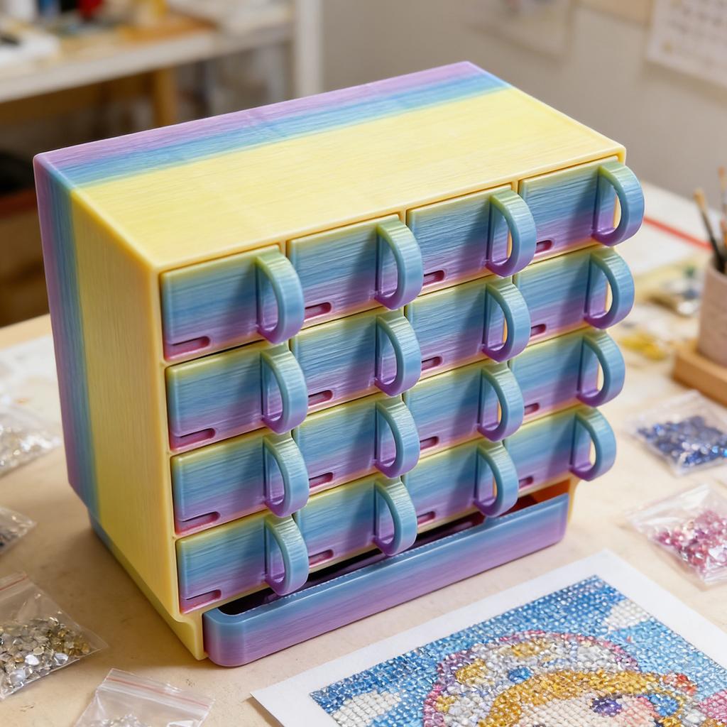 16 Grid Diamond Painting Storage Containers with Trays Drills Storage & Line-Up Tool for DIY Crafts Rhinestones Sorting Tray