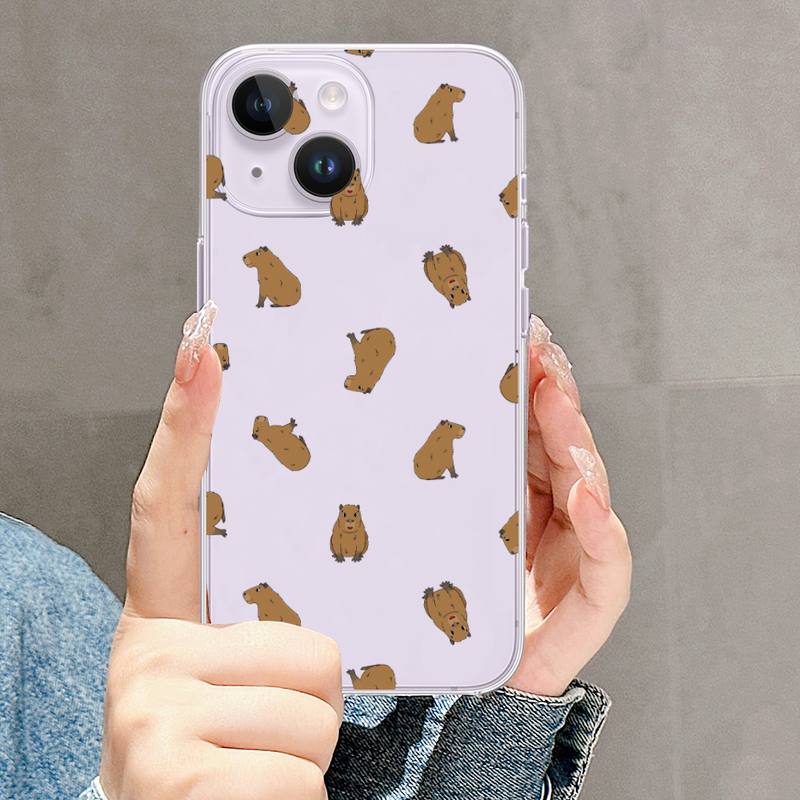 Roztomilé pouzdro na telefon Capybara pro iPhone Mini 11 12 13 14 15 XPlus Pro Max SE XR Transparent Shell