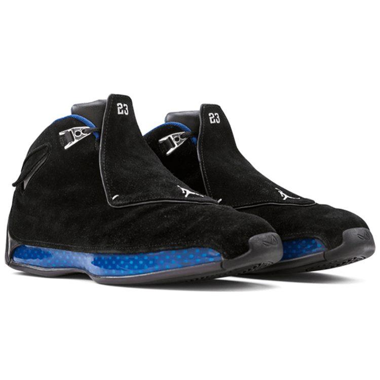 Jordan Air Jordan 18 OG Black Sport Royal Slip Resistant Slip Resistant Mid top Vintage Basketball Shoes Men's 305869-041