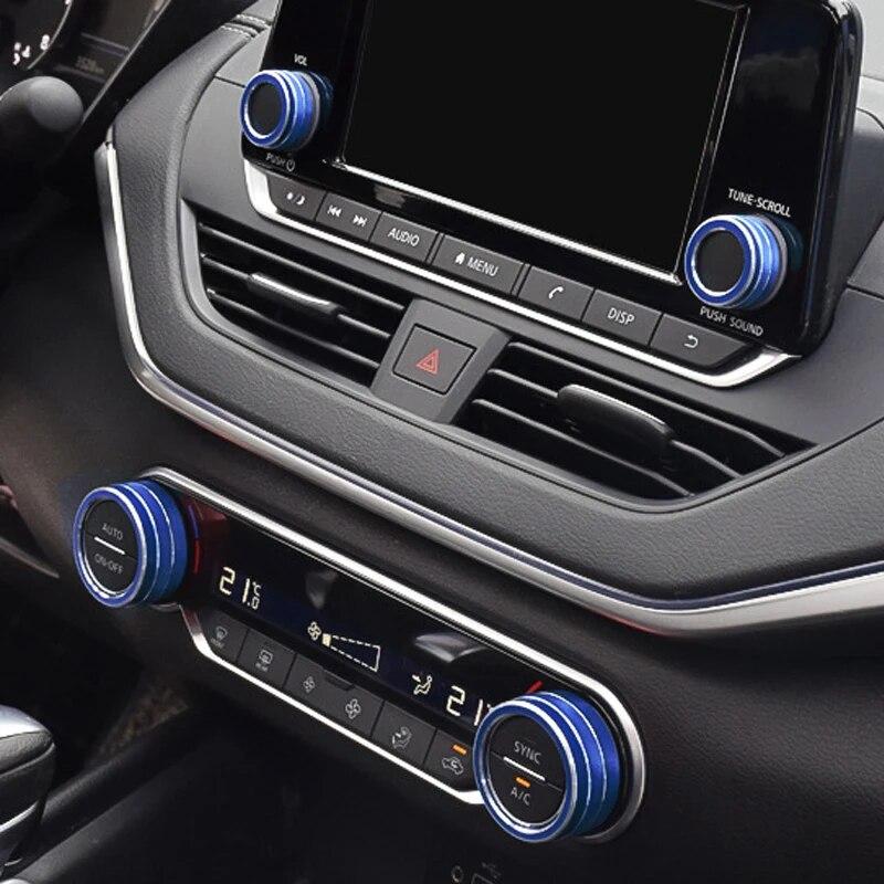4Pcs/Set Red Air Conditioning Switch Knob Cover Trim For Nissan Teana Altima   Aluminum Alloy Car Interior Accessories