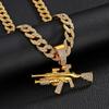 Diamond Gun Jewelry Alloy Simulation Ak Weapon Model Flash Diamond Jewelry Hip Hop Men'S Necklace Full Diamond