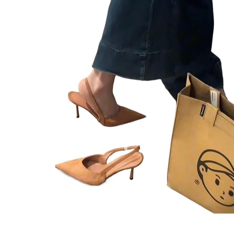 2025 Hot Sale Summer Modern Women's Closed Toe Sandals Dress Thin Heels Slip on Shoes High Heels Daily Elegant Sandals