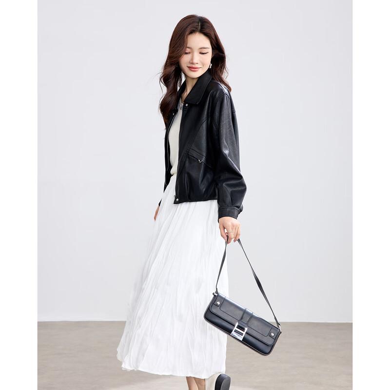 TERRE BLEUE Women's Retro Biker Style PU Leather Jacket