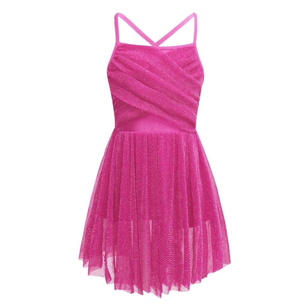 Dziecięce dziewczyny Camisole Fancy Dress Spaghetti Paski Balet Łaciński taniec współczesny Błyszcząca sukienka liryczna