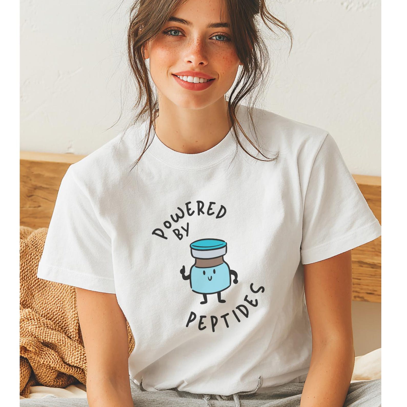 Powered by Peptides Tee | Science Skincare Cartoon Shirt S