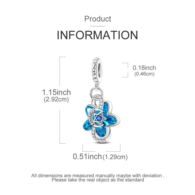 Charms Copper Ocean Element Blue Stars Flower Pendants Fit Charms Plata Original Bracelet Beads Women Jewellery Making