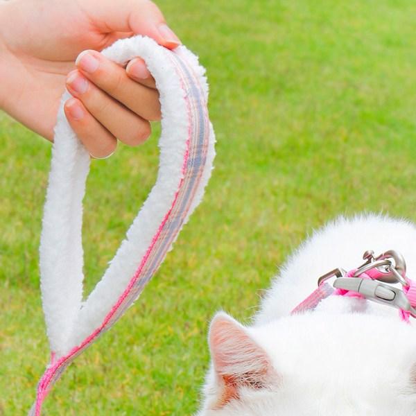 Pastel Pet Pet Check Fur Lining Harness Set, Pink