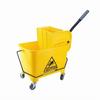 Mop Wringer Pail Cart Metal Handle Floor Warning Graphic