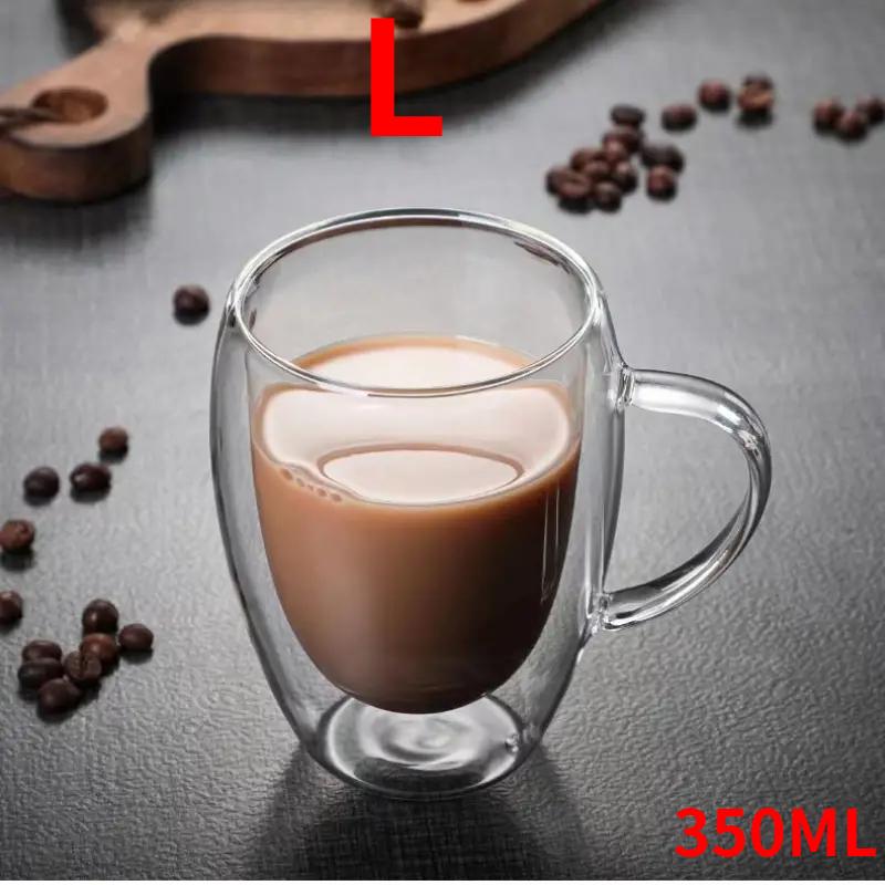 1PC Double Walled Glass Cups Handles Transparent Espresso Coffee Cups Milk Juice Coffee Minimalist Water Cups Drinkware Gifts