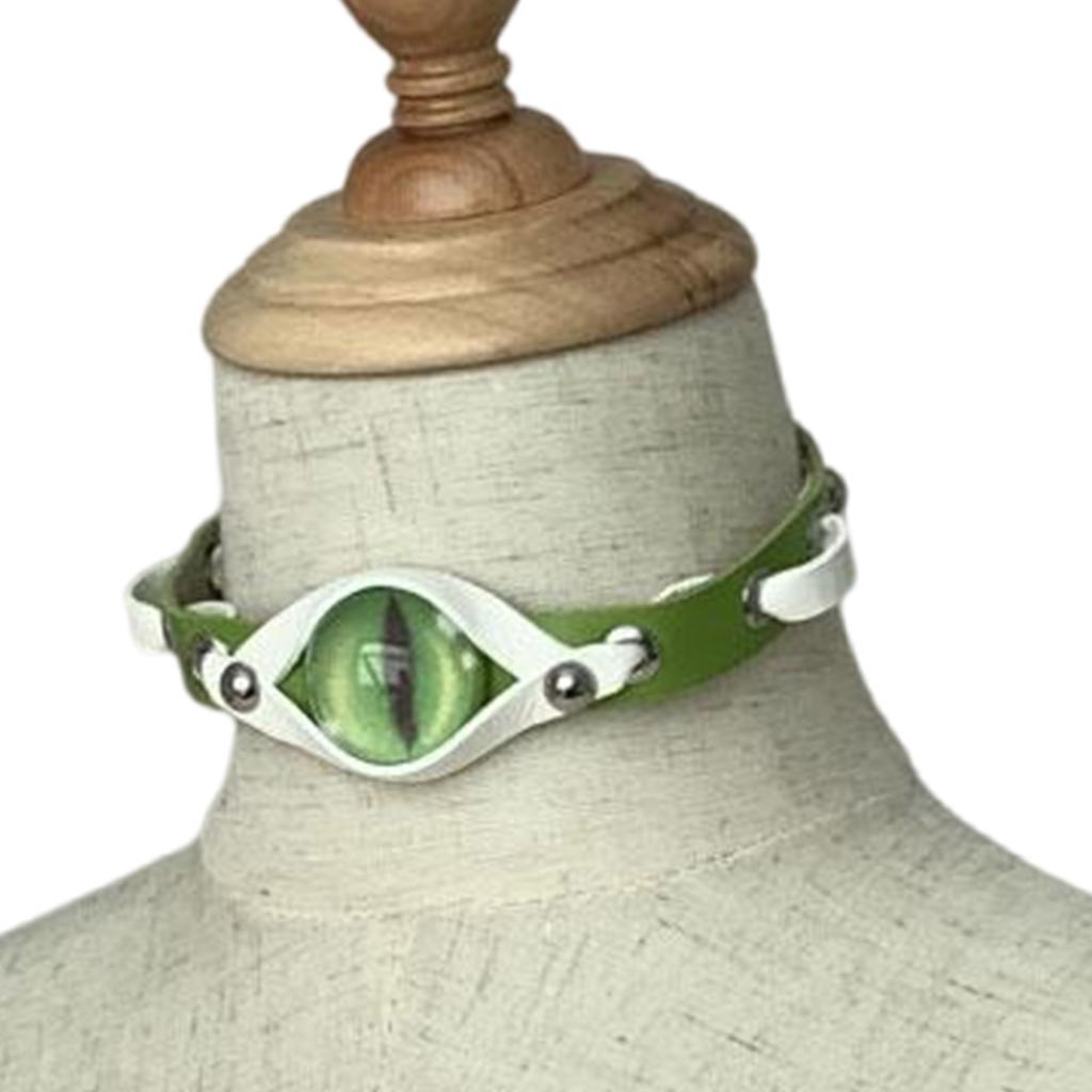 Gothic Punk Choker Necklace With Demons Eye Designs Fashion Accessory for Women Craft of PU Leather And Resin Alloy