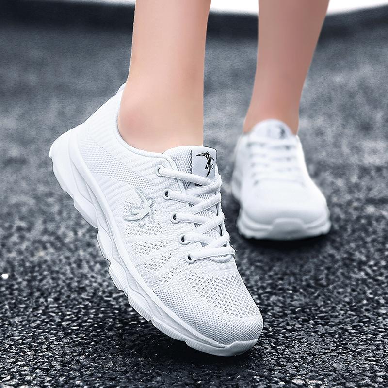 White women's shoes running shoes shock-absorbing soft-soled aerobic running shoes women's mesh breathable sneakers lightweight casual sneakers