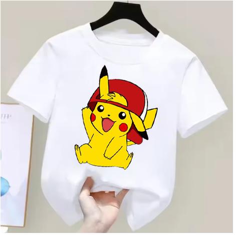 Anime Pokémon Jungen Mädchen T-Shirt Baumwolle Retro Unisex Baumwoll-T-Shirt für Damen Oberteile Lässig Locker Kurzarm Paar Y2k