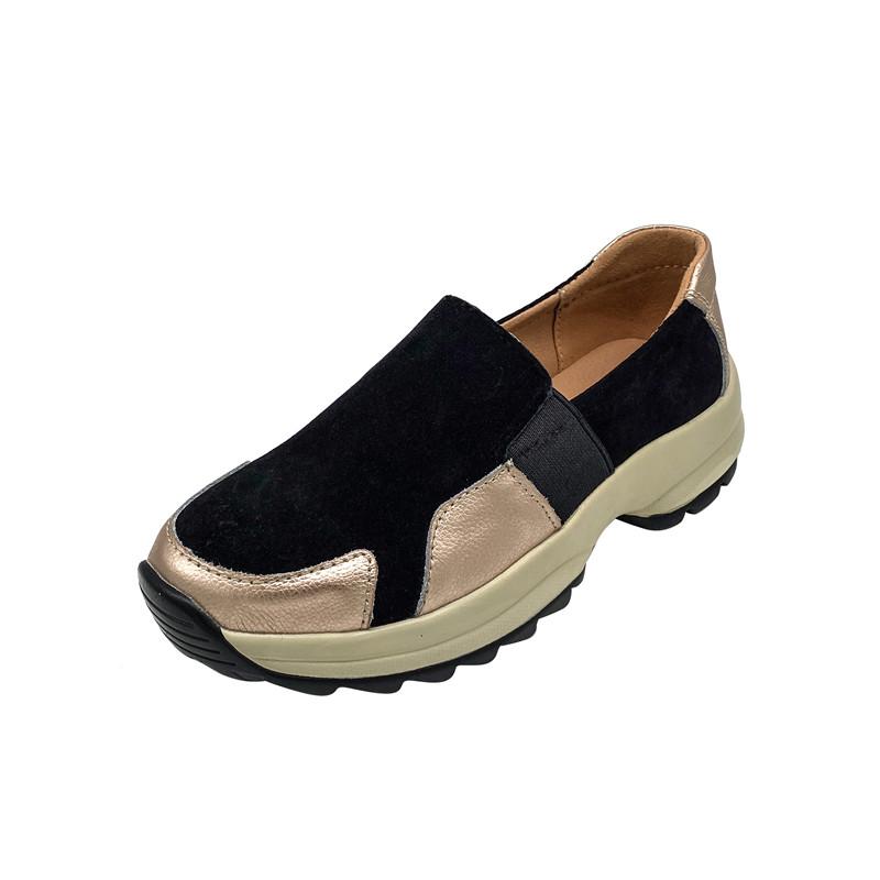 Damen Plateau-Loafer, lässig, elegant, schwarz, zum Reinschlüpfen, dicke Sohle, Shake-Schuh, Übergröße, Sneakers, Sportschuhe