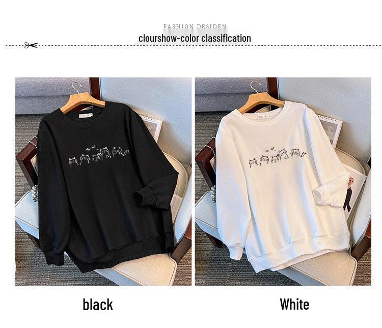 Plus Size Autumn Loose Fit Hoodie for 200-350 Jin, Bust 150/160-1108