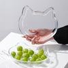 Cute Cat Head Plate Home Transparent Tempered Glass Dessert Dish Set Resistant Kitchen Tableware for Fruit Noodle Sushi Gifts