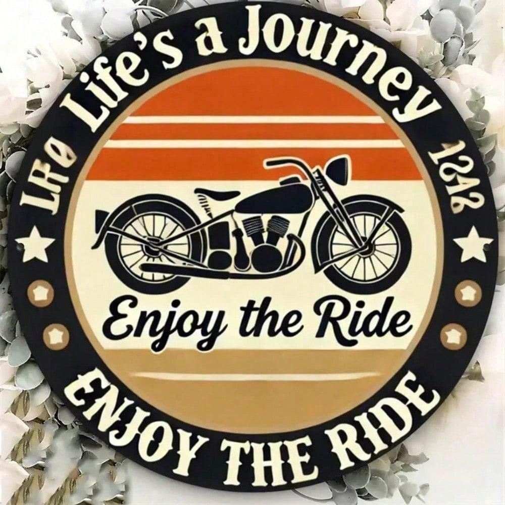 

Vintage Motorcycle Aluminum Tin Sign 8 Inch Round Wall Decor for Garage Man Cave Bar різнокольоровий