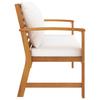 120 Cm Garden Bench with Cream Colored Cushions Solid Acacia Wood