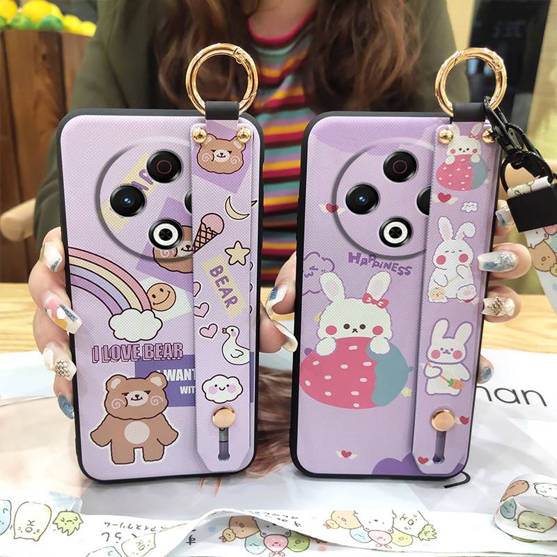 Dirt-resistant Anti-knock Phone Case For Tecno Spark30 4G/KL6 Silicone Anti-dust Phone Holder Wristband Ring Cute