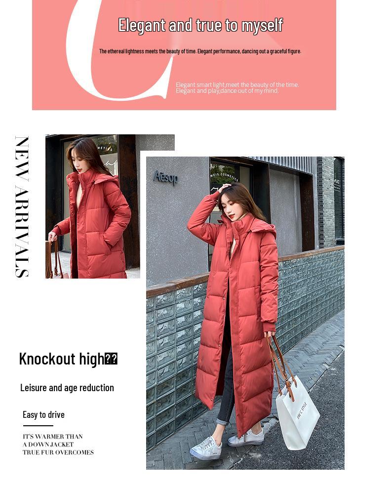 Women's Long Loose Korean Style Down Cotton Coat - Winter 2025 Collection