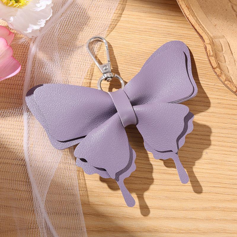 Double-Layer Wing Butterfly Leather Keychain 1Pcs Handcrafted Pendant Durable Keyring for Car Key Bag BFF Small Gift for Women