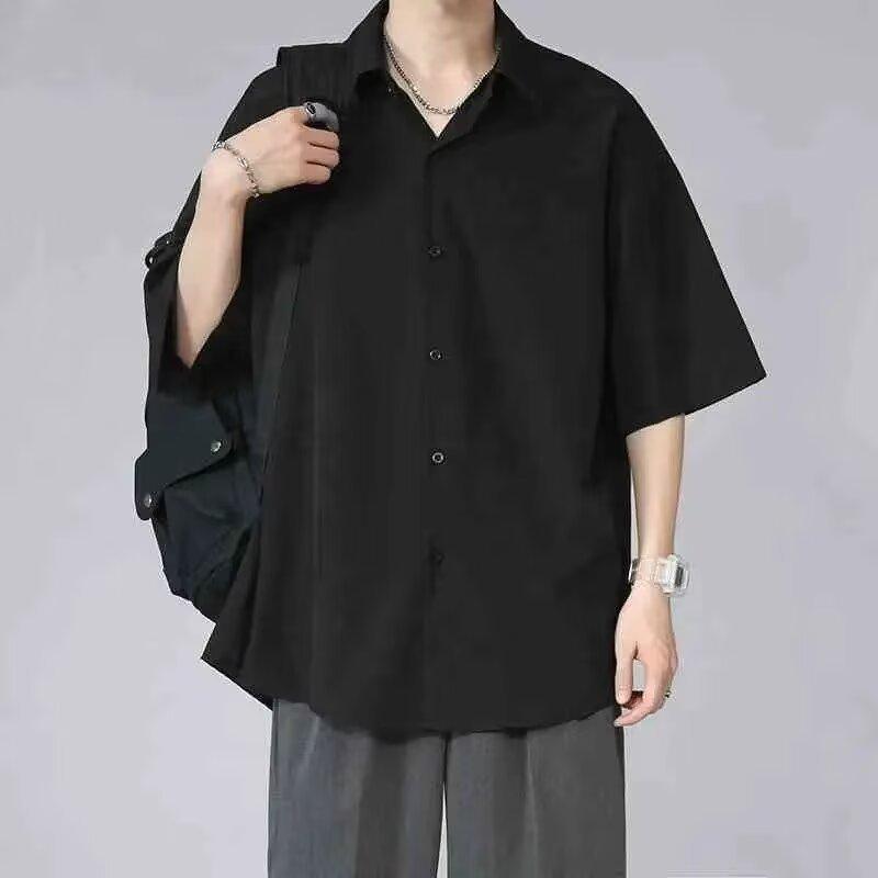 Heren Vintage Los Korte Mouw Casual Dunne Effen Zomer Shirt