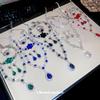 Rhinestone Geometric Flower Water Drop Earring & Necklace Set - Elegant Light Luxury Clavicle Chain