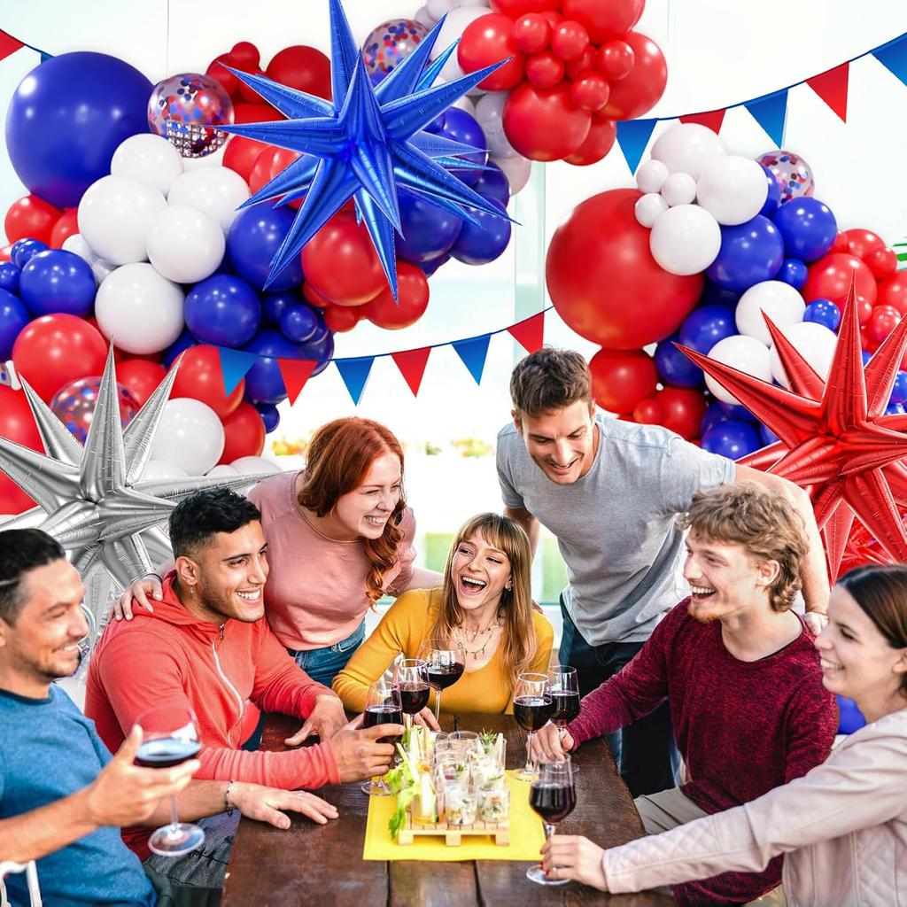 129pcs Red White and Blue Balloon Garland Arch Kit Independence Day Graduation Baseball Birthday Party Room Decoration Supplies