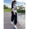 Womens High-Waisted Loose Fit Cargo Pants 9/10 Length Cotton Blend Casual Trousers Office Daily Wear
