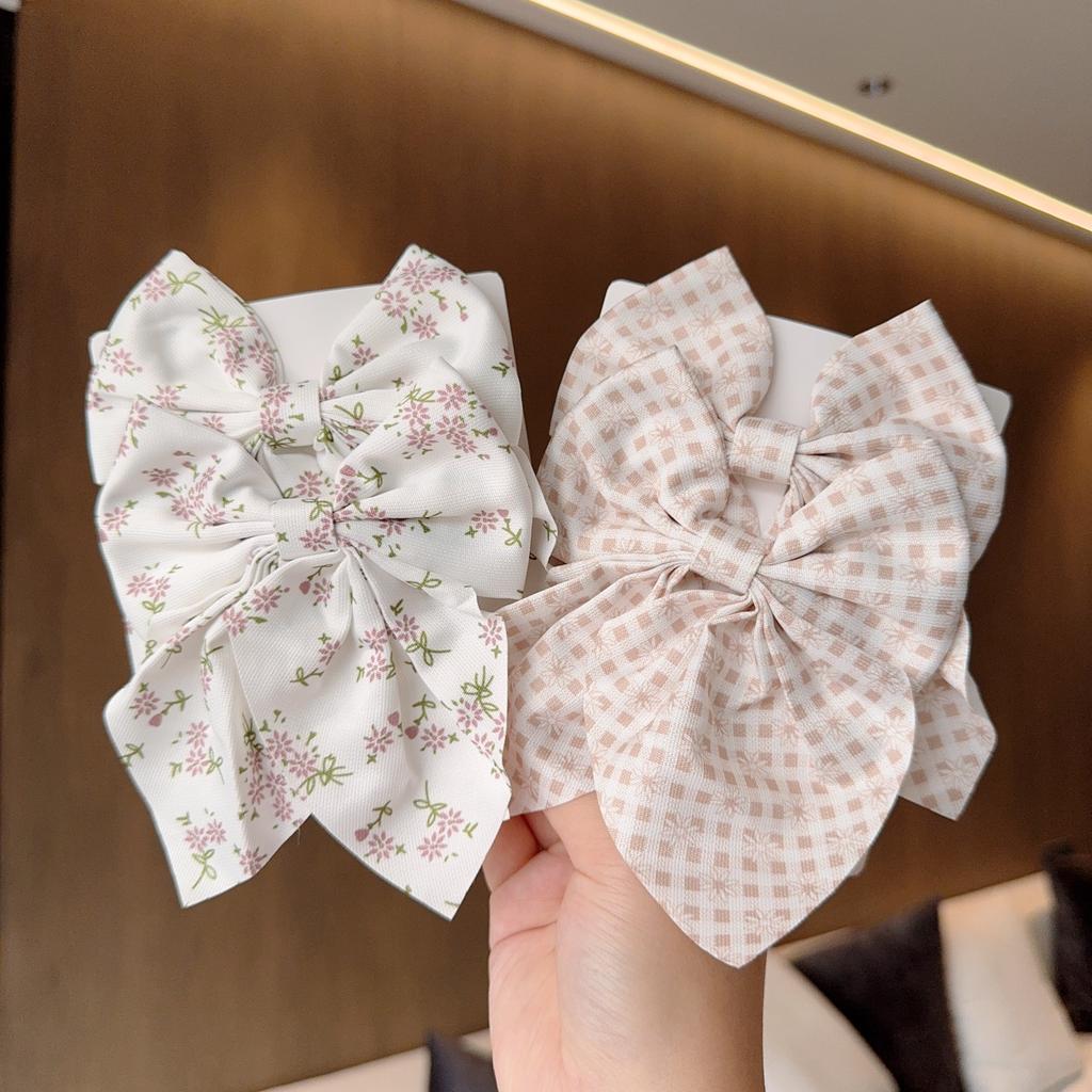2PC Spring Summer Women Kids New Floral Printed Bows Hair Clip Fresh Cute Hair Pins Barrettes Headwear Girls Hair Accessories