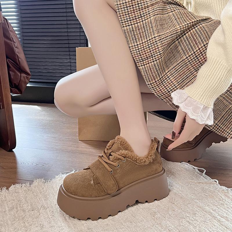 Women's thick-soled winter fur one lightweight warm anti-cold padded snow boots non-slip wear casual sneakers cotton boots Le Fu shoes