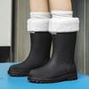 New medium tube rain shoes, women's non-slip water shoes, fashion water boots, thick-soled rain boots and velvet work rubber shoes