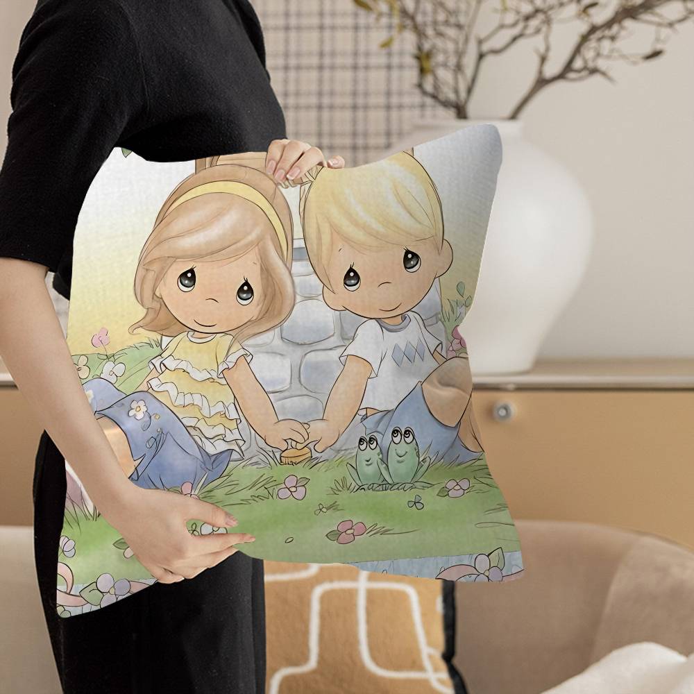 Precious Moments Cute Pillow Covers Cartoon Sofa Decorative Home Double-Sided Printing Short Plush Cute Cushion Cover