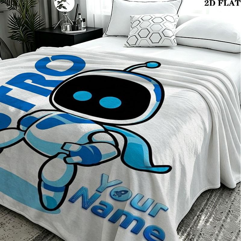 1PC ASTRO BOT Custom Name Patterned Flannel Blanket Suitable For All Seasons for Home Decor Warmth and Comfort Gifts Holiday Present