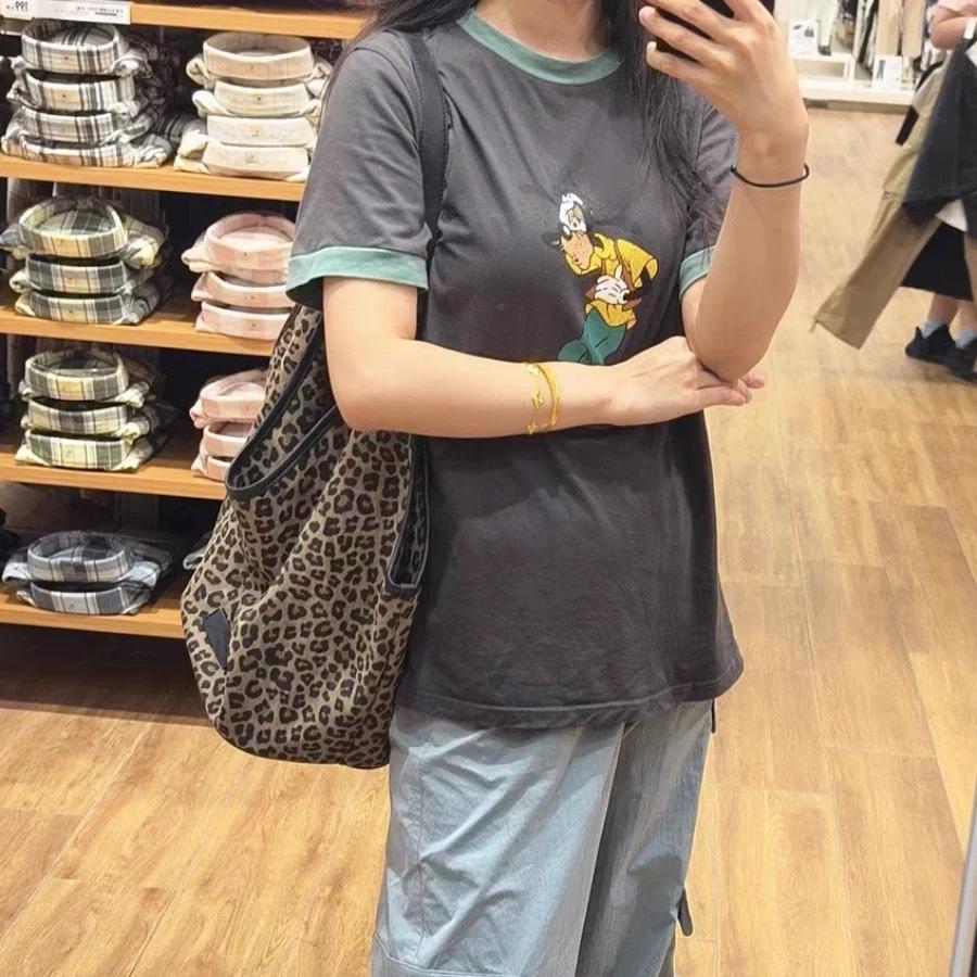 Niche Fashion Leopard Print Design Handbag Women'S Retro Versatile Shoulder Underarm Bag Large Capacity Tote Bag Tide