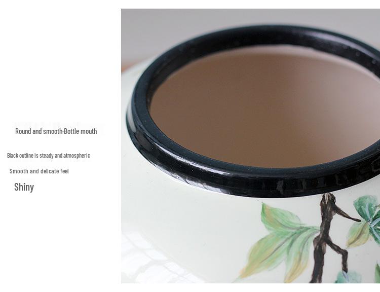 Round Chinese Ceramic Vase: Floral Art for Living Room & Hallway Decor, Ideal for Hydroponics & Silk Flowers