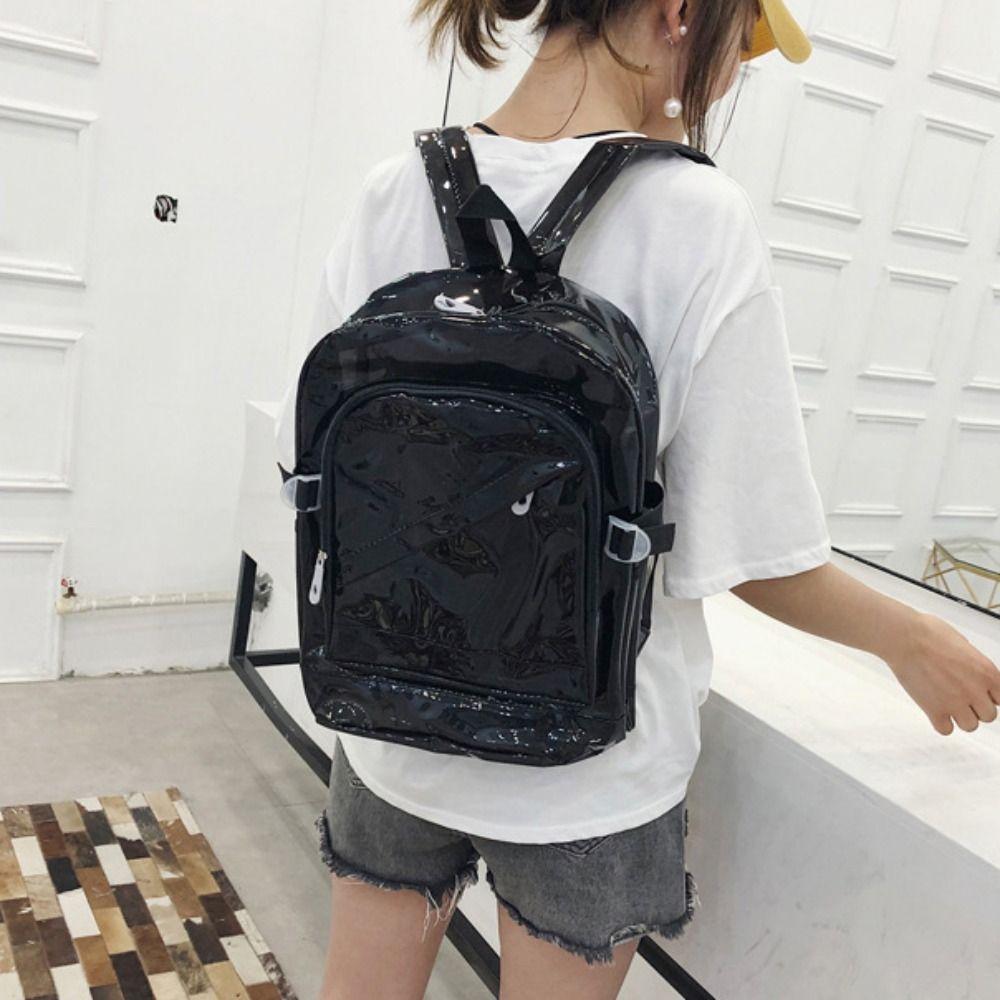 

Teenagers Bag Students School Bag PVC Clear Shoulder Bag Fashion Transparent Backpack School оранжевый