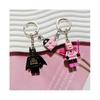 2pcs Magnifique Porte-clés Fée Rose Noir Batte 3D Fait Main Porte-clés Brique de Construction Cœur Pendentif Sac à Dos Porte-clés Couple Cadeaux