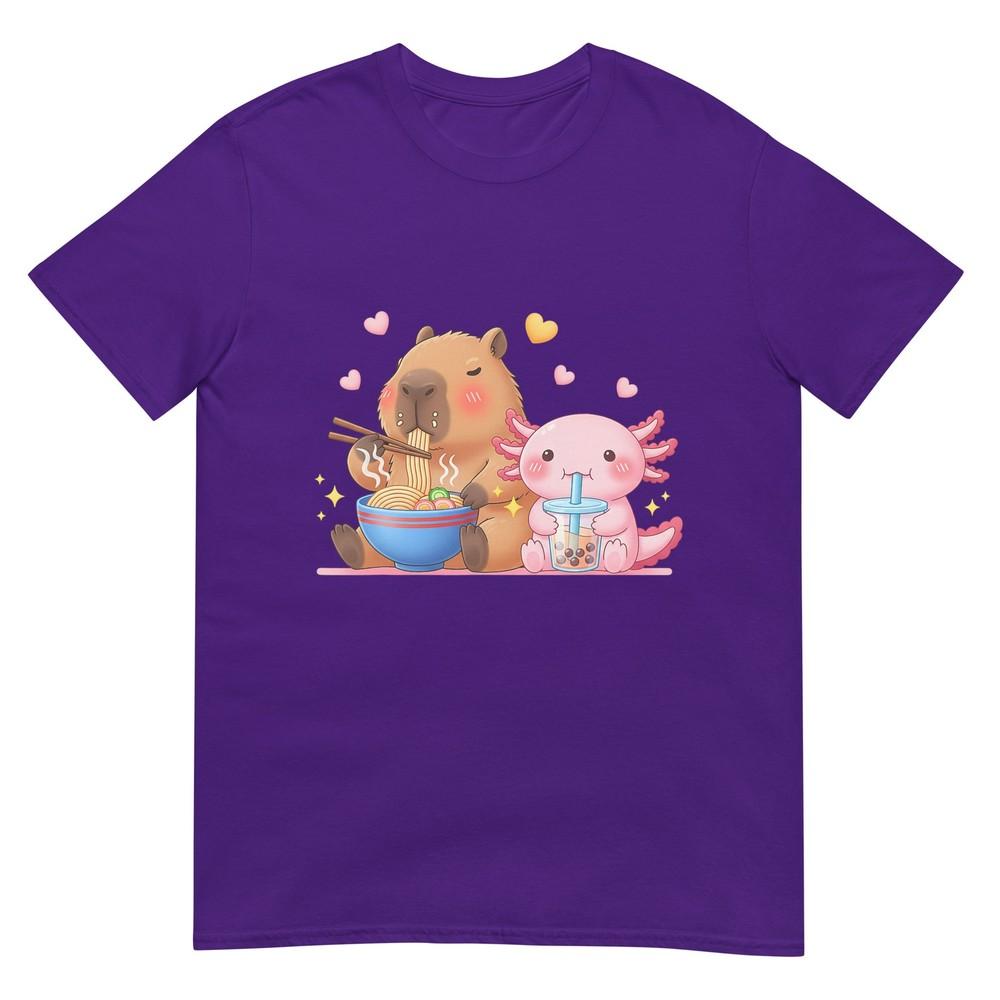 Cute Capybara Raunisex And Axolotl Boba Kawaii Boys Girls Kids Tshirt