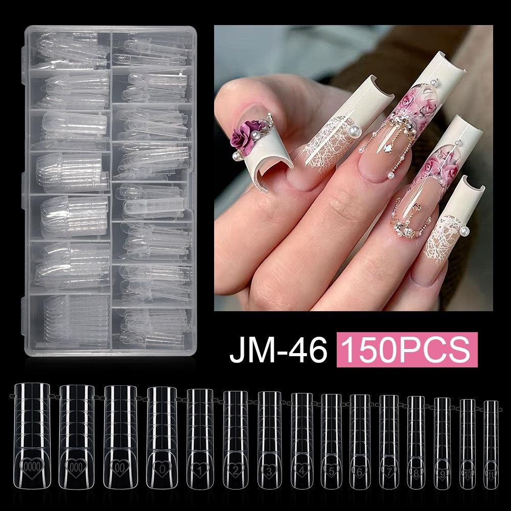 

150Pcs Reusable Clear Plastic Nails Transparent Clear Nail Extension Builder Home Salon JM-46-150PCS