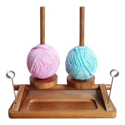 Yarn Holder For Knitting Wooden Rotating Double Thread Organizer Knitting Yarn Spinner For Mom Women Beginners Grandma Adults