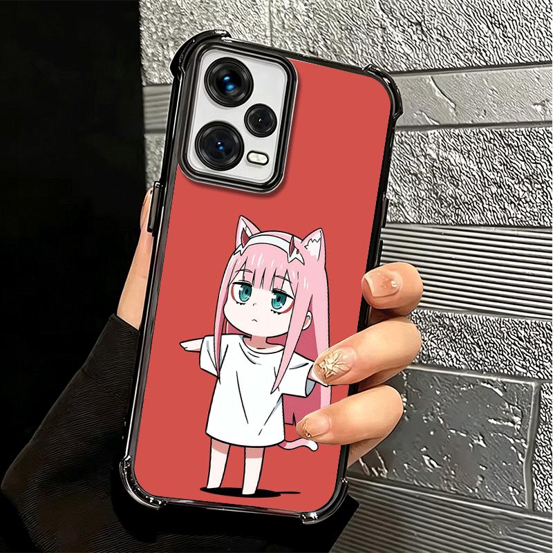 Zero Two 02 Kawaii Cute Plating Phone Case For Xiaomi Redmi Note 14 15 Pro Plus 13 12 11 11S 11T 10 9S 9 5G Anti-Fall Airabag Co