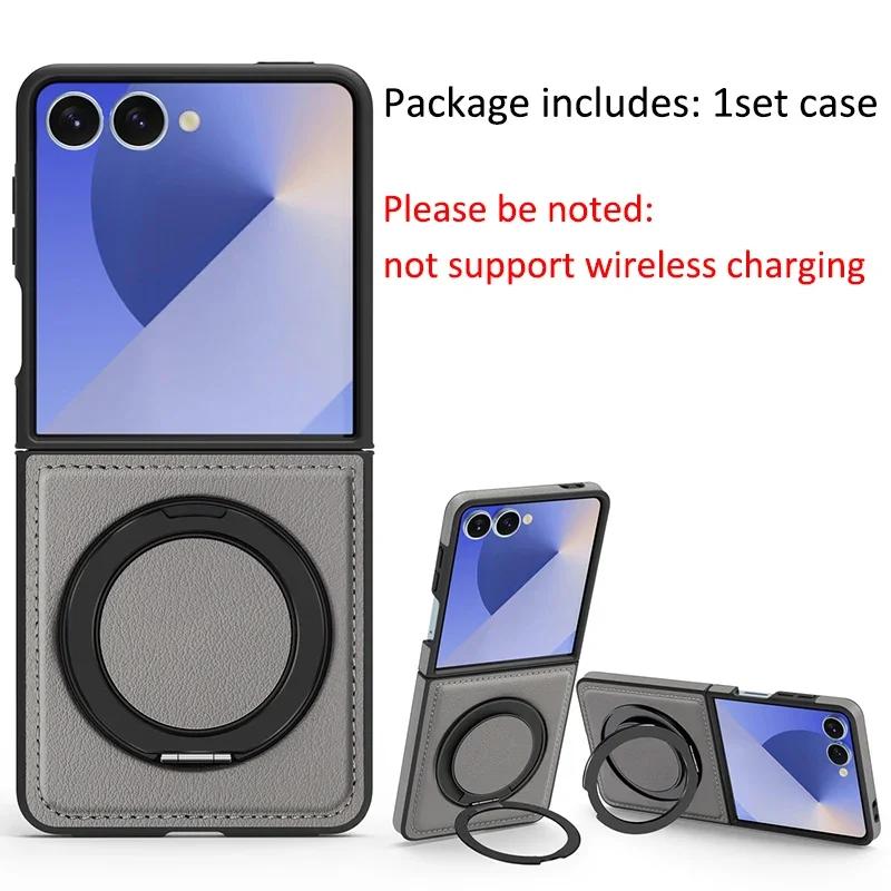 

High Quality Business Sle Bla Leather Stand Phone Case for Samsung Galaxy Z Flip 7 6 5 4 3 Magnetic Holder Back Protect Cover Galaxy Z Fold7 сірий колір