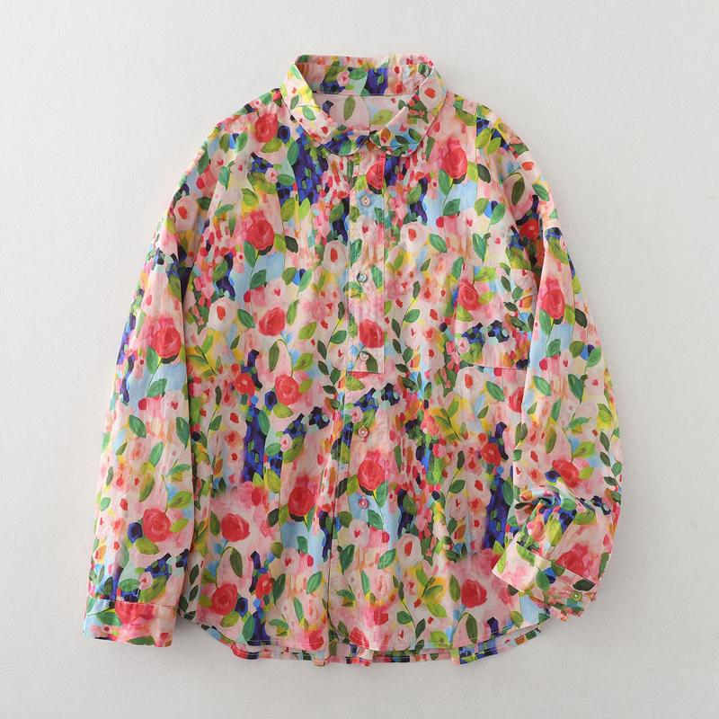 Dimanaf 2025 Women Spring New Shirt Blouse Long Sleeve Buttons Fashion Tops Tees Loose Floral Blouse
