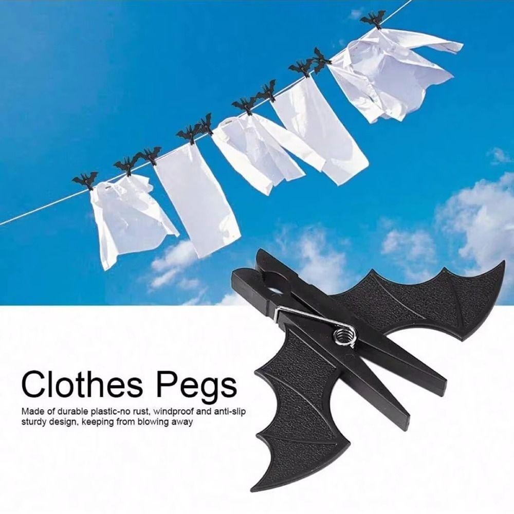 

4Pcs Windproof Bat Clothes Pegs Strong Grip Clothes Drying Hanger Bat Clothespins Beach