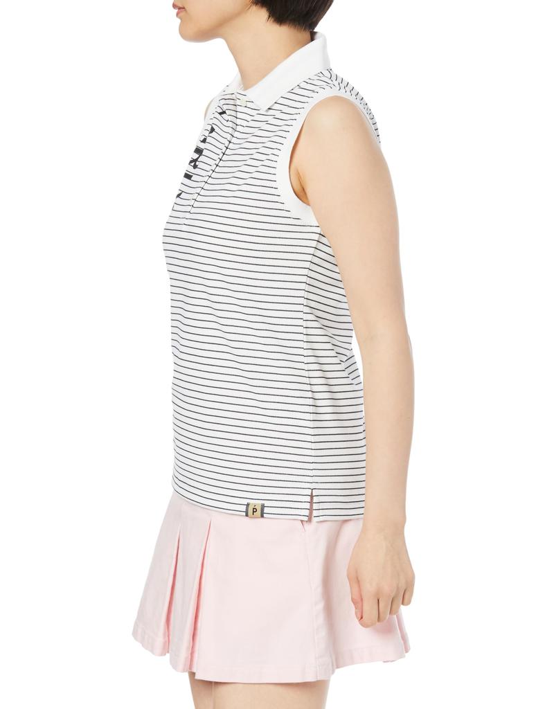 PEARLY GATES Women's Sleeveless Polo Shirt (Striped, Moisture-Wicking, Quick-Drying) / Golf / 055-4160414 031_White X Navy 00 [XS]
