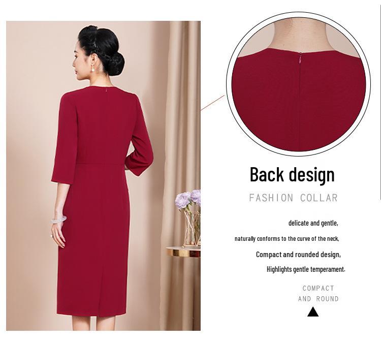 2023 Autumn Elegant Red Ruffled Two-Piece Slimming Dress for Young Mothers